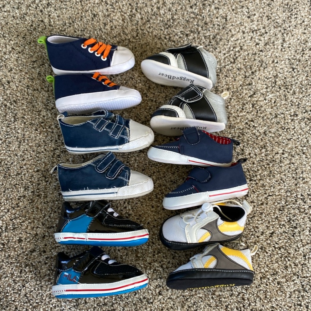 Baby boy crib shoes lot.  Various sizes.  Various brands.